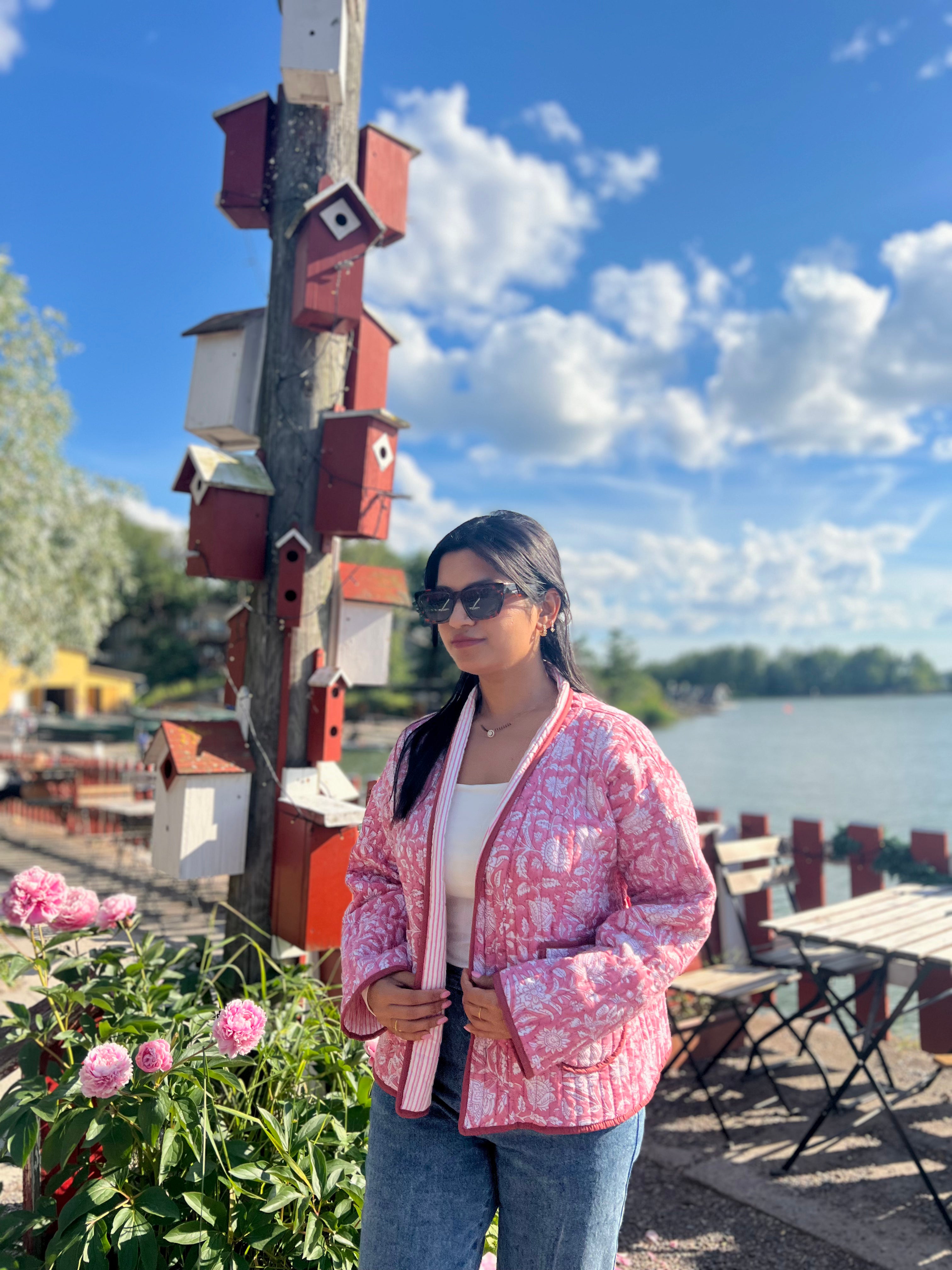 Pink Floral Quilted Jacket