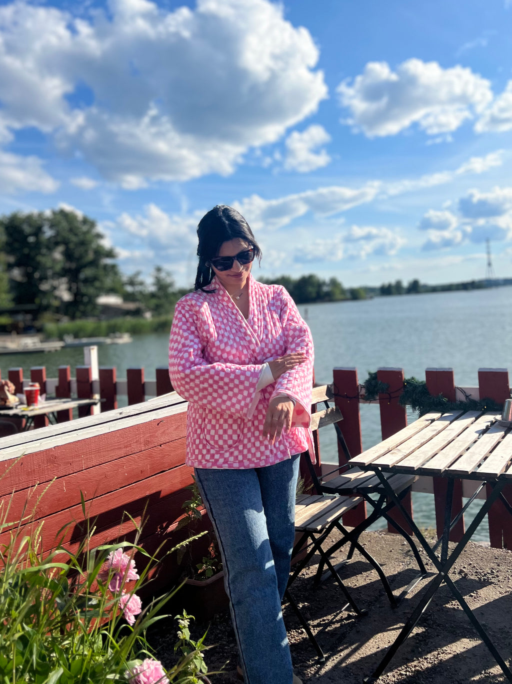 Love & Checks Pink Quilted Reversible Jacket