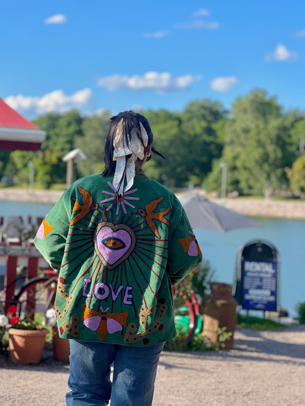 Peace & Love Green Velvet Jacket