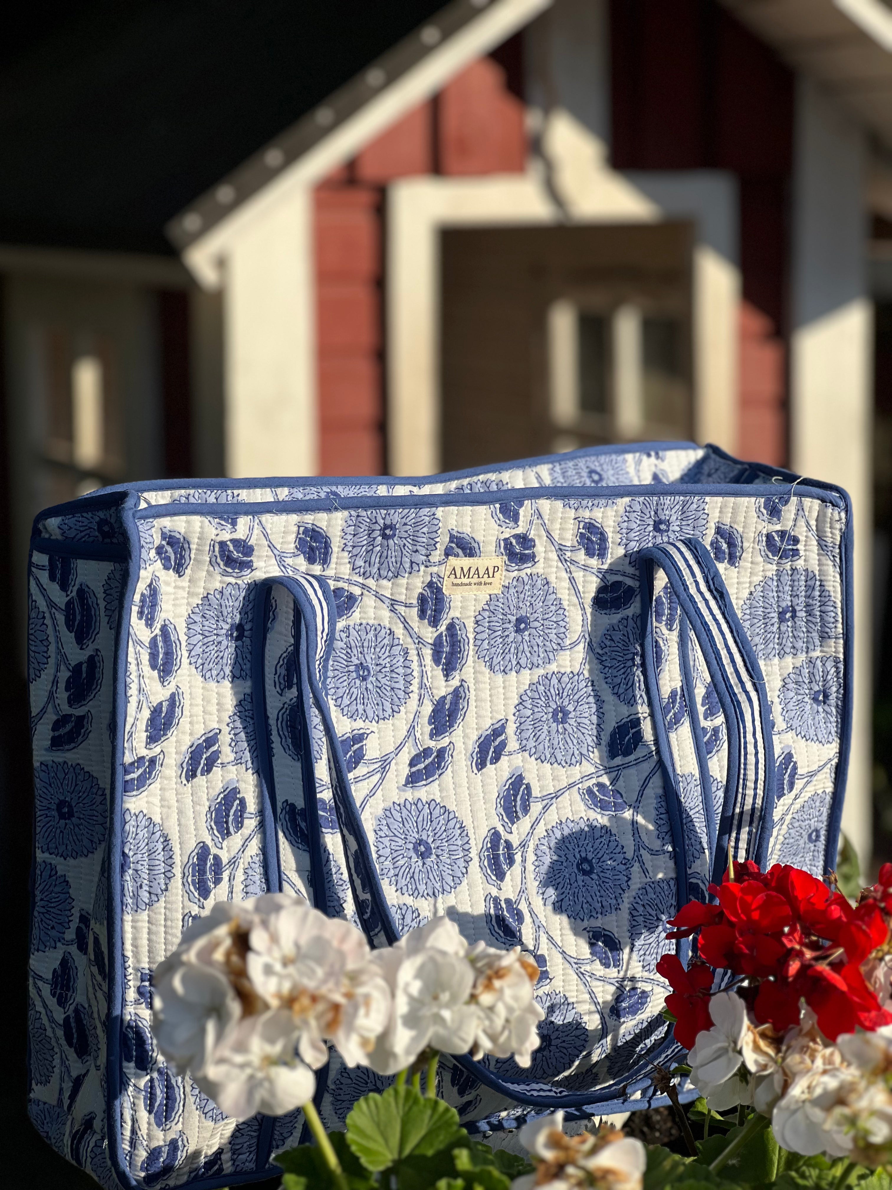 English floral tote bag