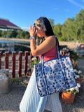 English floral tote bag