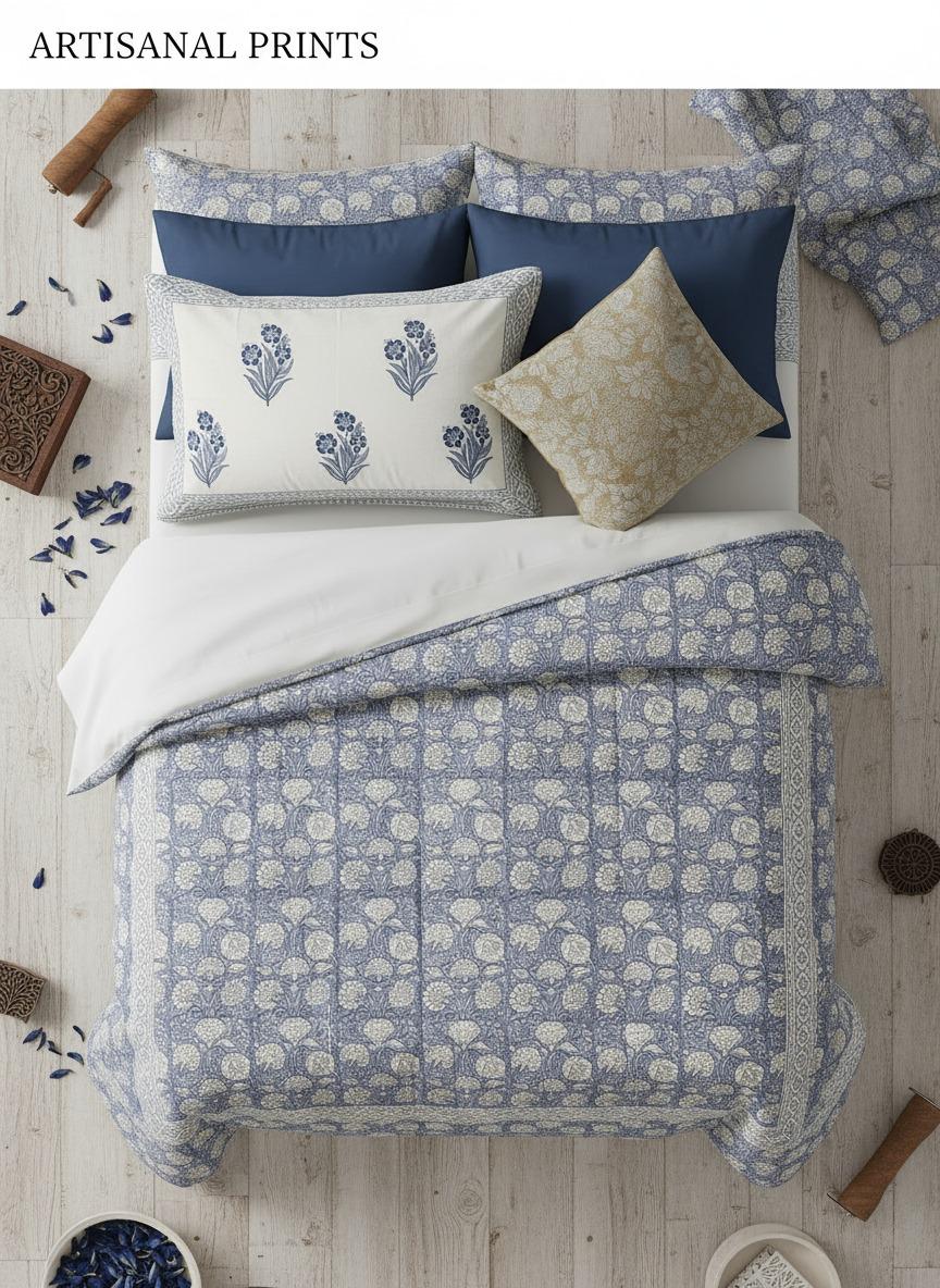 Gray Double Flat sheet with flowers - Parcale cotton