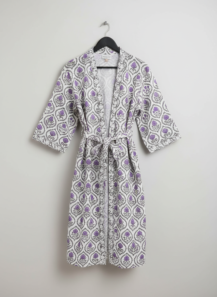 Waffle cotton Robe - Lilac Garden