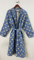 Blue floral Quilted Robe
