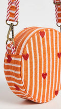 Orange hearts round pouch bag