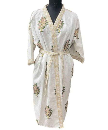 Yellow green stem flowers bath robe
